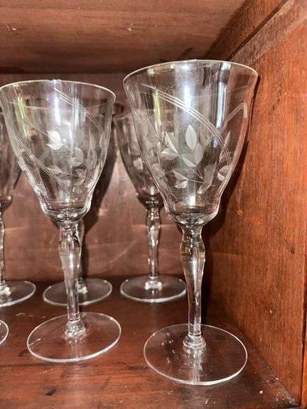 8 Etched crystal stemware