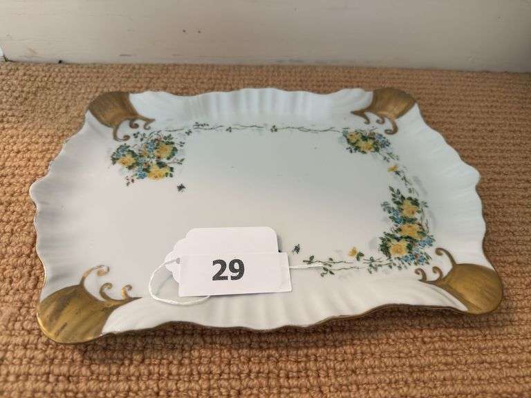 Handpainted china plate, letter holder, cherub vase, covered box, Royal Adderley figurine, glass toothpick image