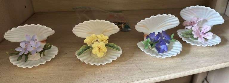 Limited Edition bone china shells with flowers, decorative china shells image