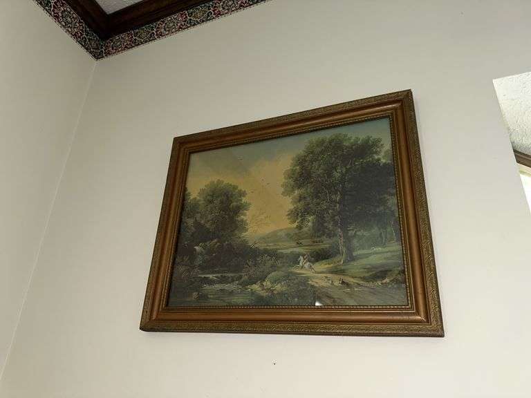 2 framed landscape pictures