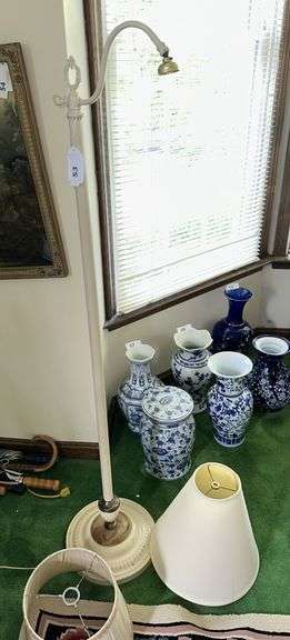 Antique floor lamp and 2 shades