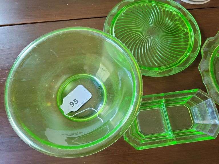 Vintage Uranium (Green) Dishes, Compartment Platter