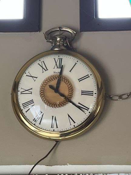 Electric Pocket watch wall clock, 2 Asian prints