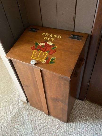 Wood trash bin, 18”w x 13”d x 31”h