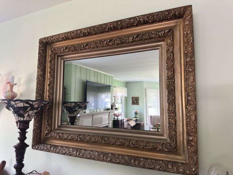 Wood/Gold Tone Framed Mirror 44½ x 34 image