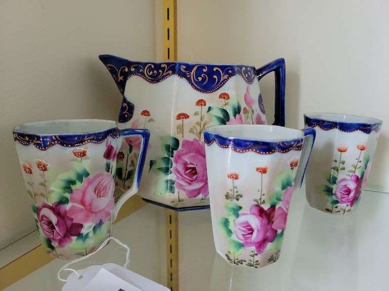 Vintage Nippon Roses Pitcher and Cups