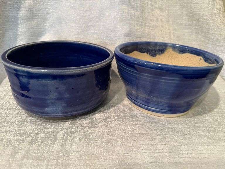 Pottery bowls, brass Williamsburg trivet, anniversary plate, church plate