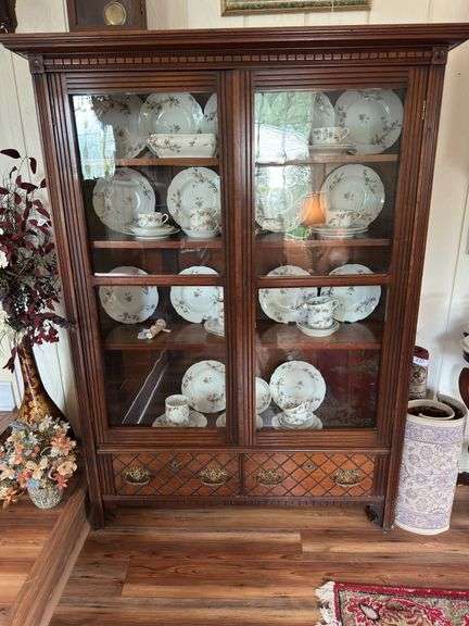 Antique glass front book case image