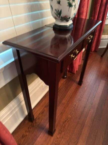 2 drawer console table with brass hardware 31" x 29" x 12"