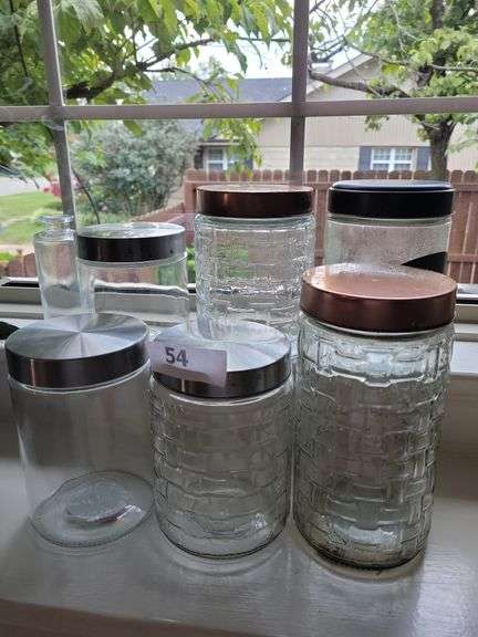 Glass Cannisters w/Lids, Vase image