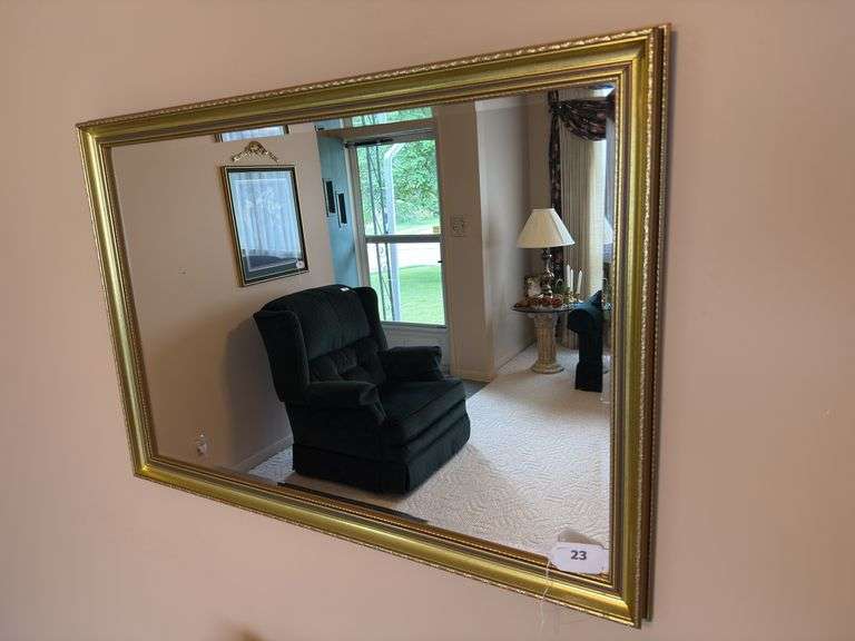 Wood frame beveled mirror 39" x 27"