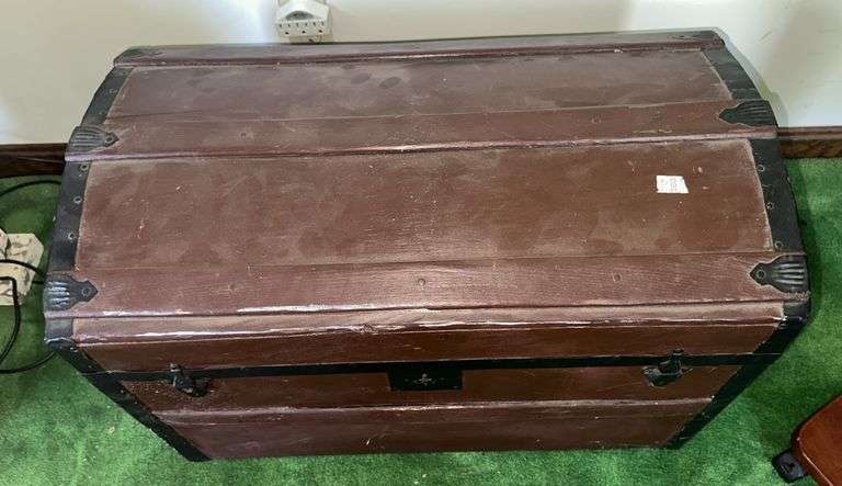 Antique painted  trunk with tray