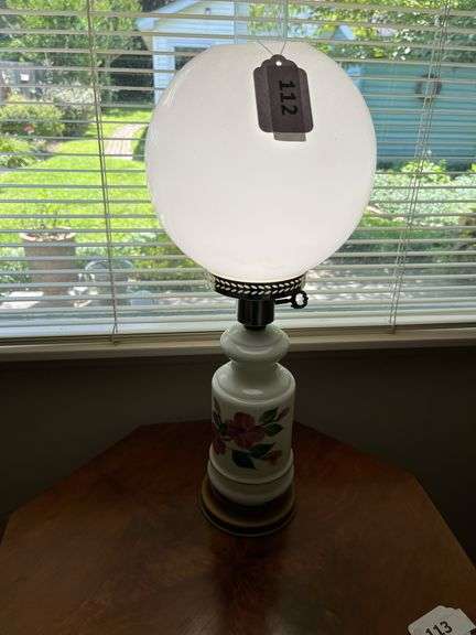 Hand painted vintage 24” table lamp