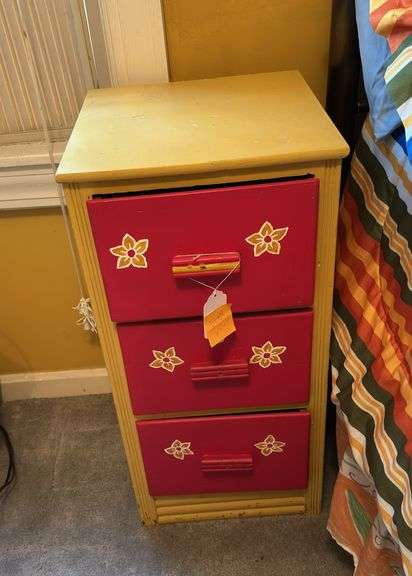 Cute wood 3 drawers cabinet 271/2” h X 14 X 14” image