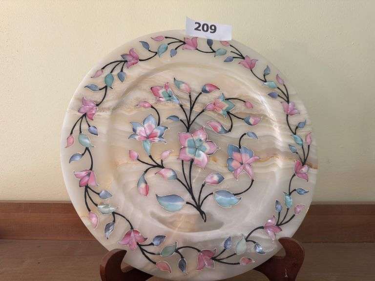 Marble plate with mother of pearl inlaid  12” image