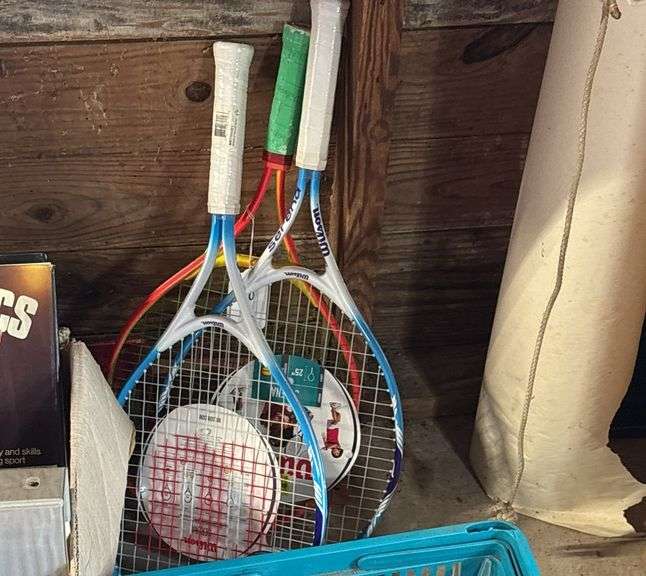 Misc books & new tennis rackets (excludes paint & art supplies) image