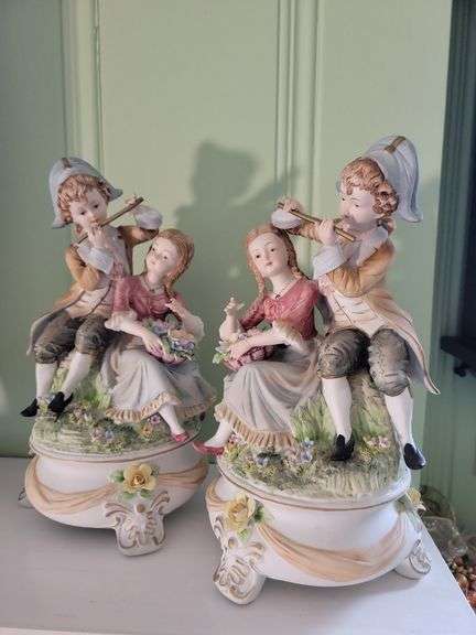 Pair of Sadek Victorian Figurines 10" tall image
