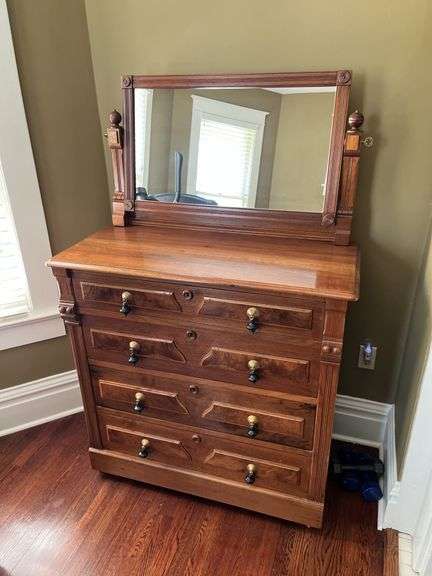 Antique Walnut Eastlake Dresser w/ teardrop pulls