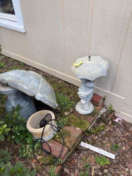 Outdoor garden fountain w/ little boy & girl image