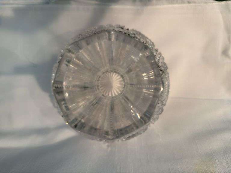 Cut crystal wine decanter 7 1/2" t, crystal pitcher 7", 2 wine stoppers