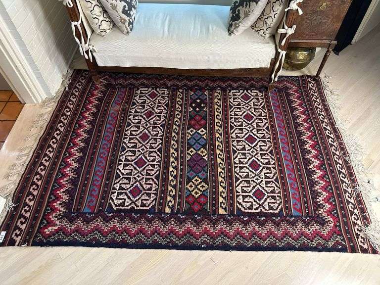 Handwoven Caucasian Kilim Rug, 64” x 93”