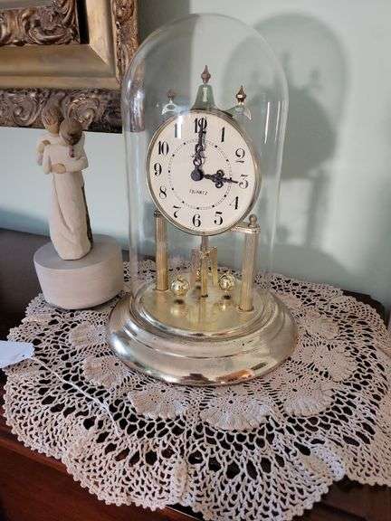 Willow Tree "Promise" Musical Figurine,  Elgin American Anniversary Clock, Doily image
