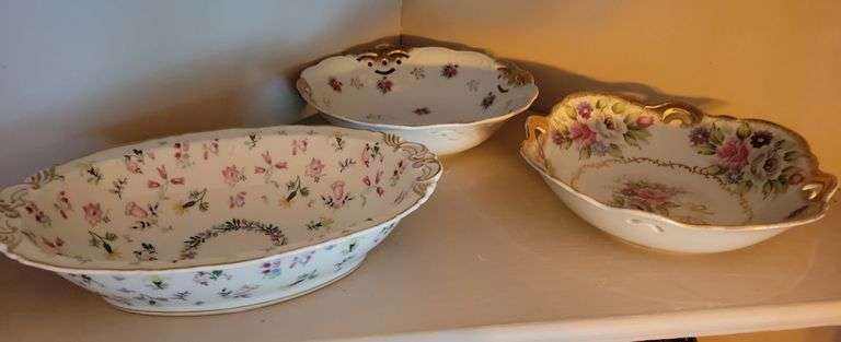 Vintage Haviland Blue Bell Oval Dish, Shafford "Bouquet" Bowl, Bowl image