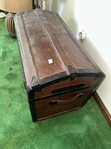 Antique painted  trunk with tray