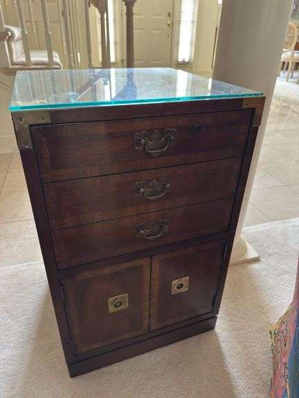 Columbia Manufacturing 2 drawer cabinet with brass accents image