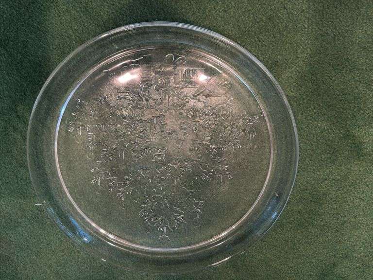 Snowman platter, clear glass platter, snowman plate, Hope bowl