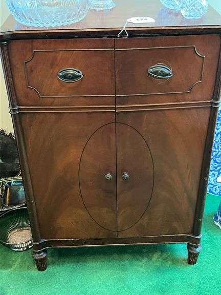 Double door Mahogany cabinet w/ TV, Sony DVD player image