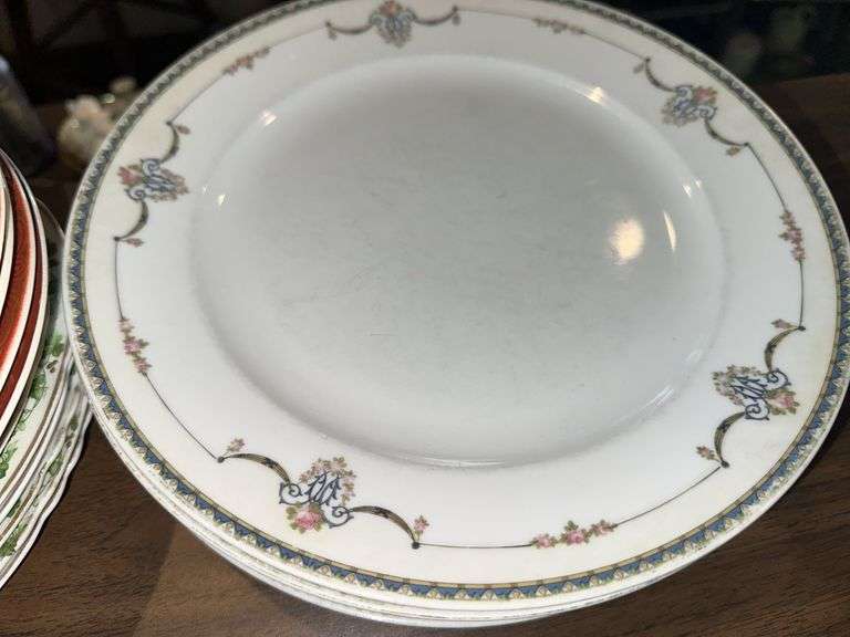 Lot of misc hand painted china plates, shallow bowls, Noritake dinner plates