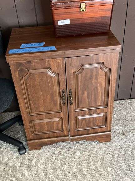 Sewing machine cabinet, task chair, sewing box, electric scissors