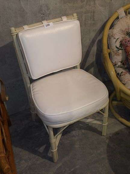 Bamboo & wicker chair w/ vinyl cushions image