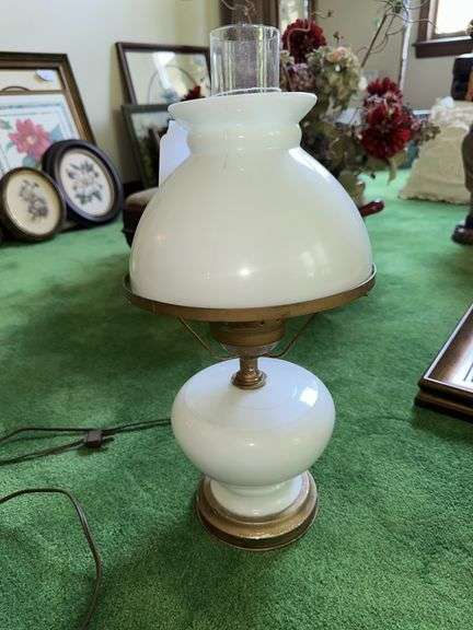 18” tall Vintage milk glass lamp