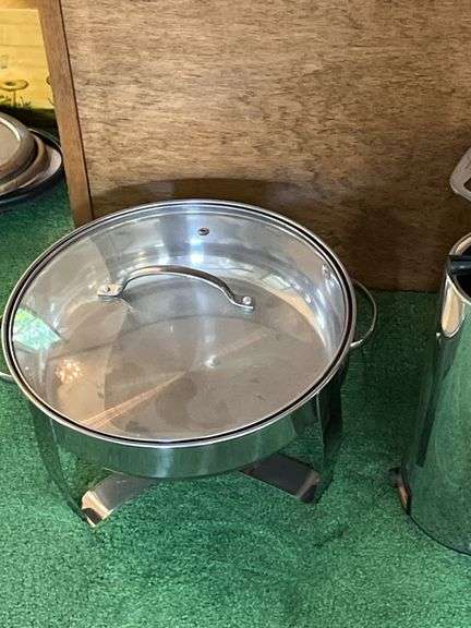 Fry daddy basket, fondue pot, sckewers, coffee server, misc