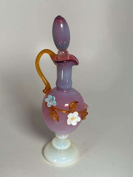 Art glass cruet with stopper 9" t image