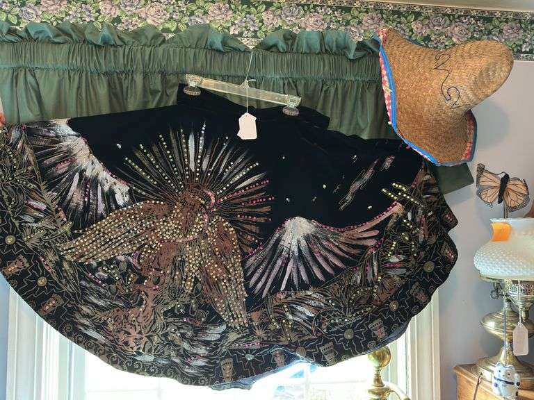 Vintage velour and sequins skirt and sombrero image