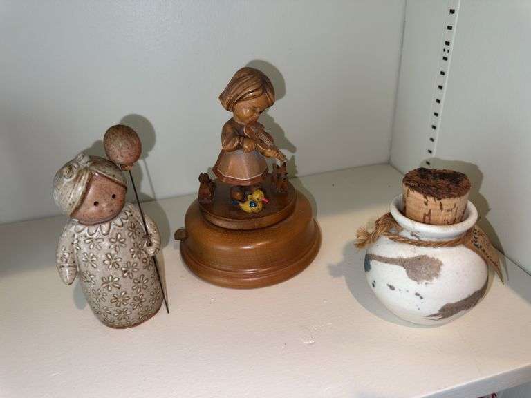 Swiss musical figure, Kampa Stoneware small jug with stopper, FF Japan marked figure image