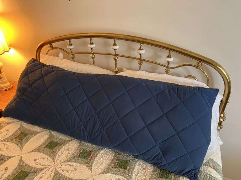 Complete Queen size bed w/ brass headboard