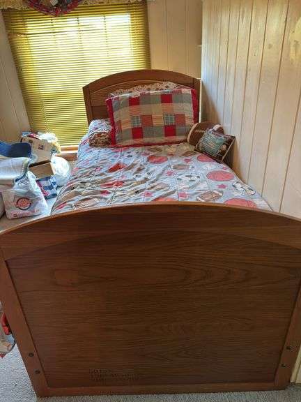 Twin size bed  with 2 drawers  underneath image