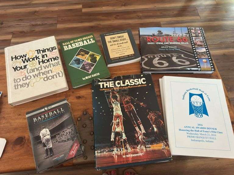 Brand new Ken Burns 11 episodes DVD pack, NCAA basketball book, Hall of Fame Baseball book, Route 66 book Basktball awards banquet books image