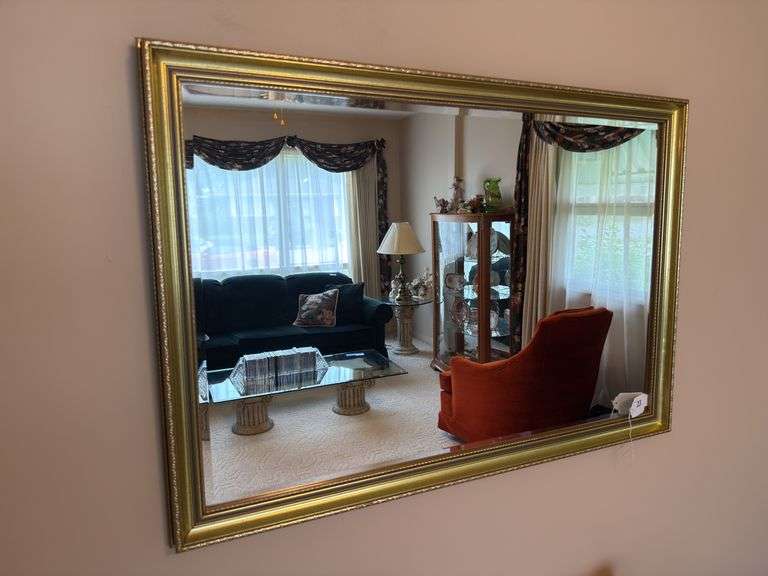 Wood frame beveled mirror 39" x 27"