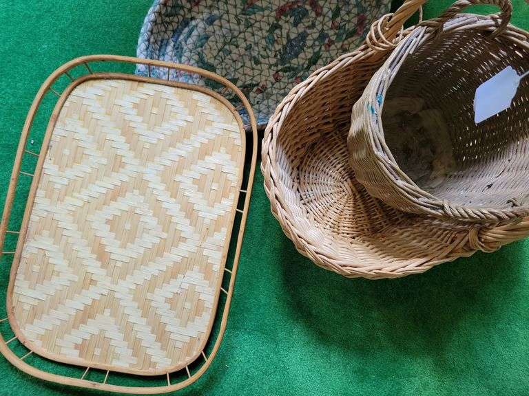 Woven Basket, Wicker Baskets and Tray