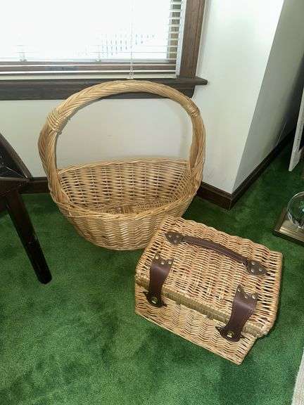 Picnic basket and large wicker basket