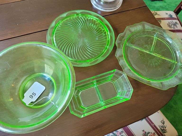 Vintage Uranium (Green) Dishes, Compartment Platter