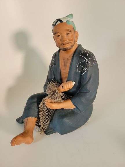 Vintage Hataka Urasaki Fisherman Figurine 9" tall image