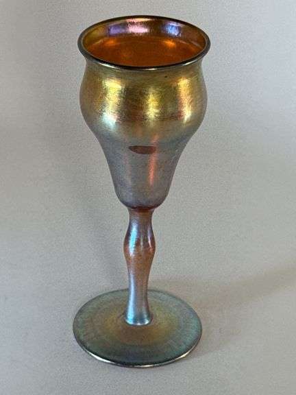 Signed 4 3/4" Kew Blas art glass goblet image
