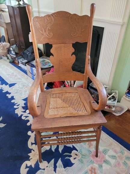 Vintage Oak Cane Bottom Arm Chair  22 x 43½ x 21 image