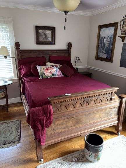 Full size, wine-colored sheet set, 8 pillows & throw blanket, comforter image